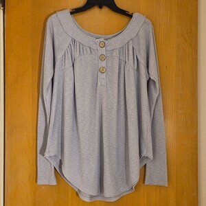 We The Free Waffle Knit Pullover Boho Tunic Top Size S Purple Lavender Babydoll